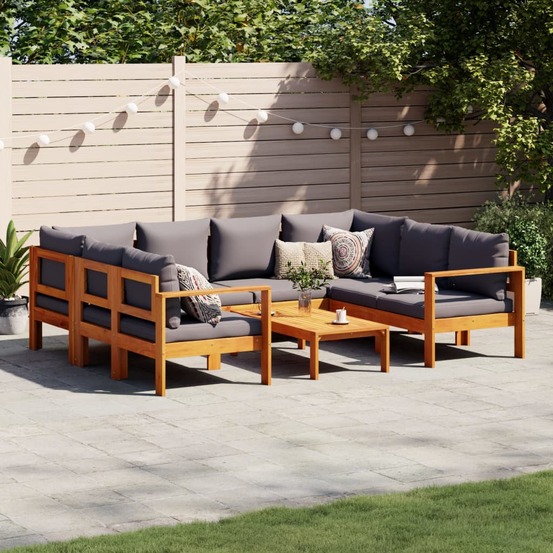 Salon de jardin avec coussins 6 pcs bois d'acacia solide
