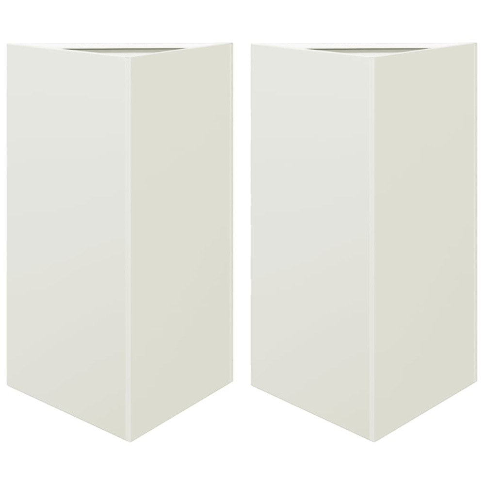 Jardinière d'extérieurs 2 pcs blanc triangulaire 50x43x75 cm acier