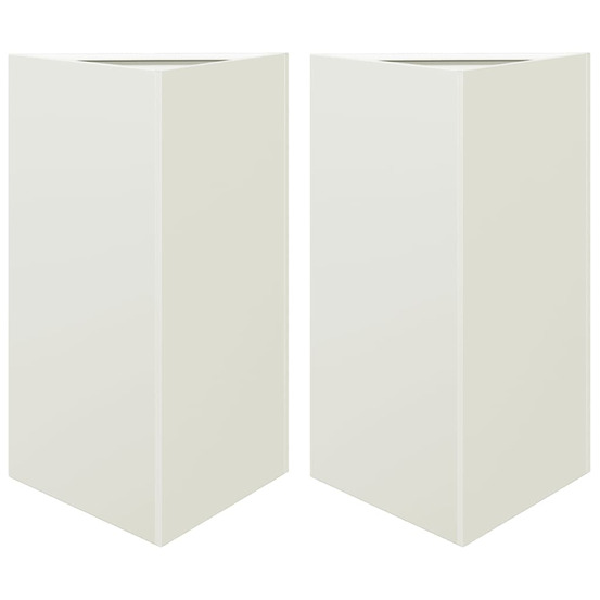 Jardinière d'extérieurs 2 pcs blanc triangulaire 50x43x75 cm acier