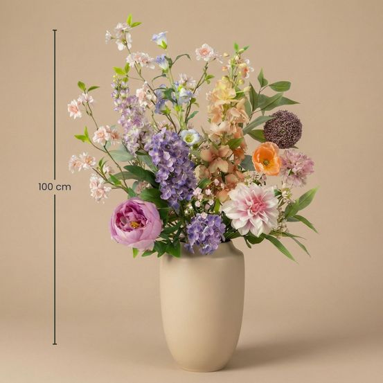 Fleurs artificielles bouquet - pastel meadow deluxe - toucher réel - 15 tiges
