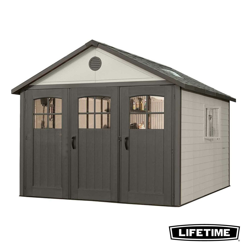 Abri de jardin résine 3. 38x3. 38m ouverture XL LIFETIME #60187