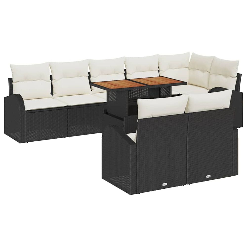 Ensemble de canapé de jardin 9 pc noir poly rotin