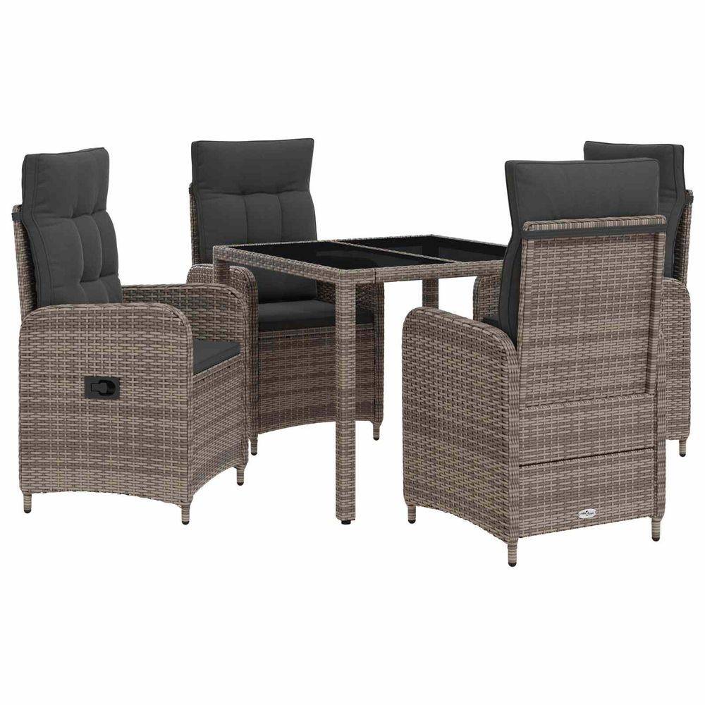 Ensemble de repas extérieur 5 pc gris clair et gris foncé
