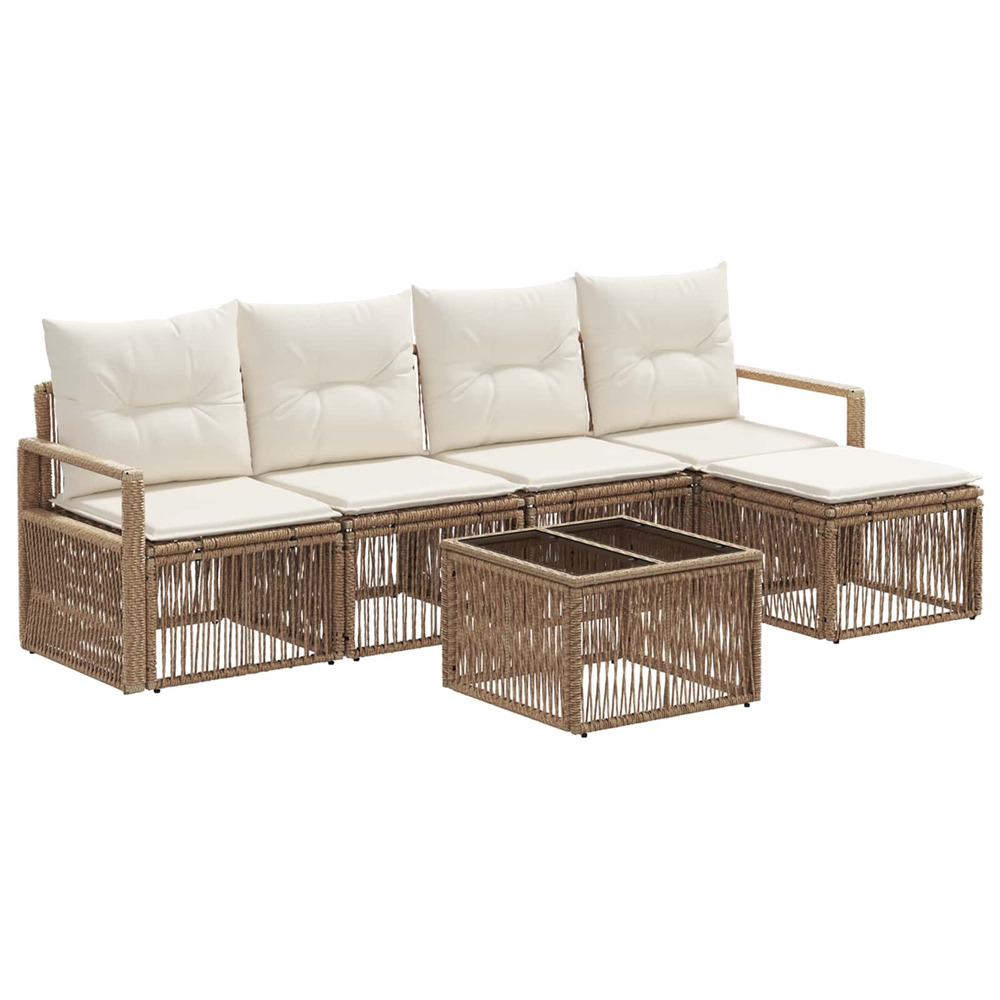 Ensemble de canapé de jardin 6 pcs beige polyrotin