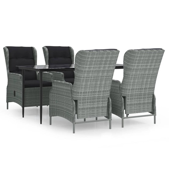 Ensemble à manger de jardin 5pcs gris clair résine tressée