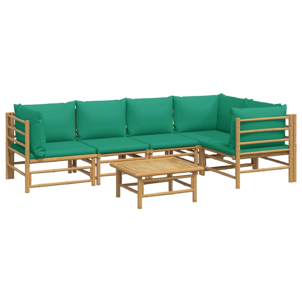 Salon de jardin meuble d'extérieur ensemble de mobilier 6 pièces avec coussins vert bambou