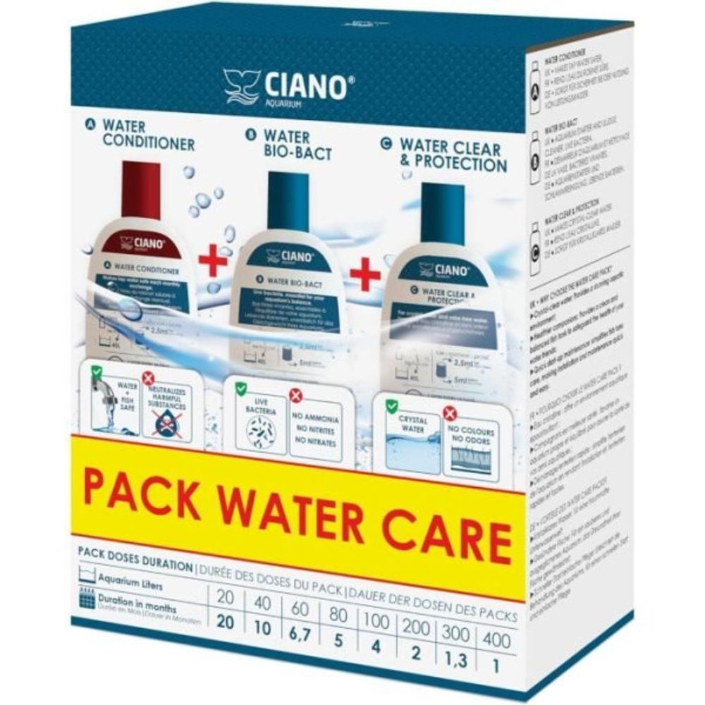 Traitement aquarium - - pack water care 3 x 100 ml - eau cristalline, santé poissons, entretien rapide