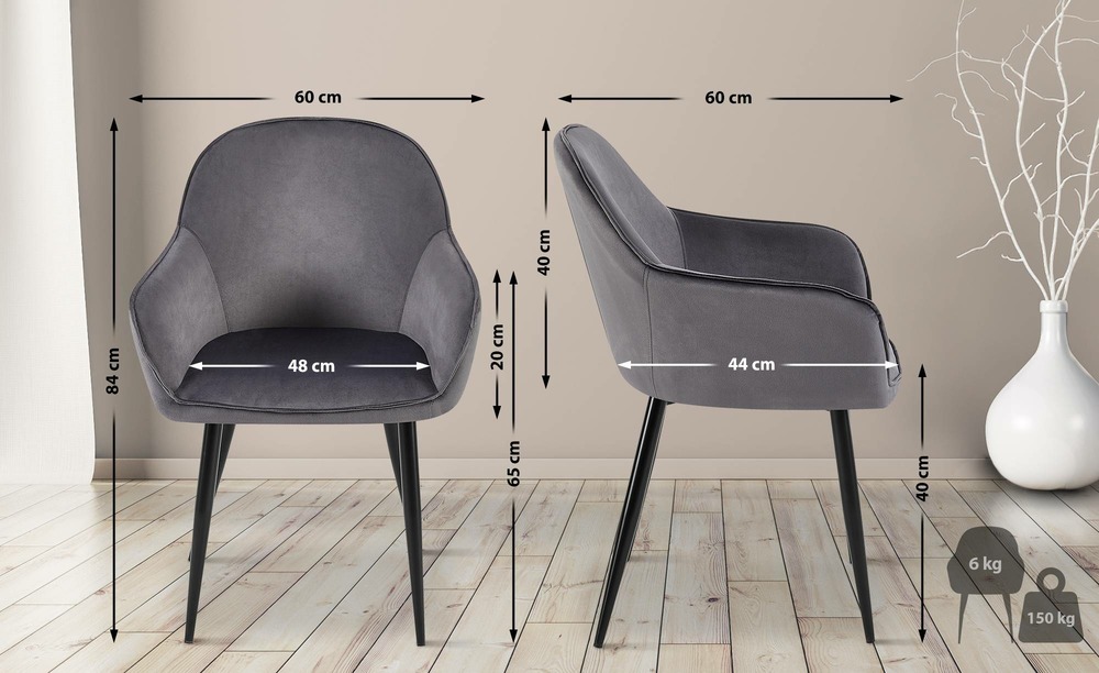 Chaise de salle à manger en velours boise