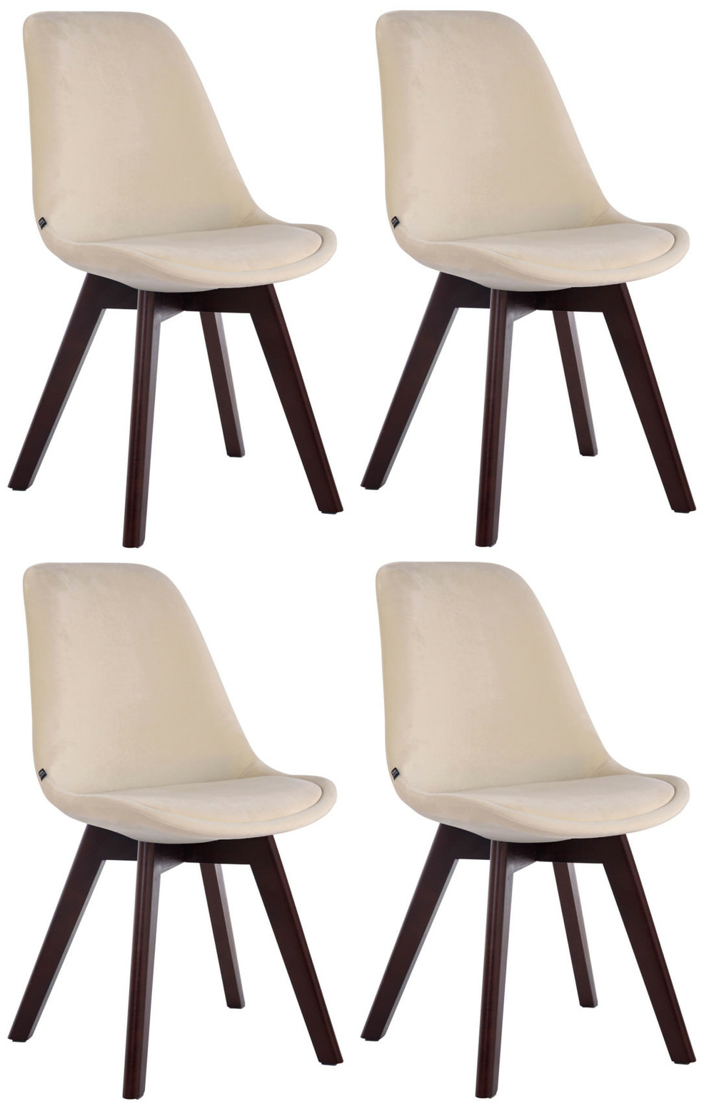 Lot de 4 chaises visiteurs borneo v2 velours noyer