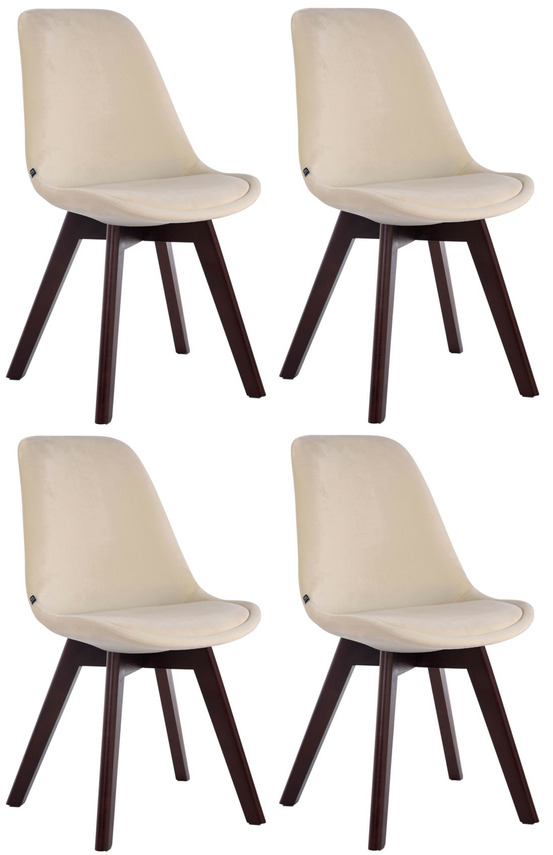 Lot de 4 chaises visiteurs borneo v2 velours noyer