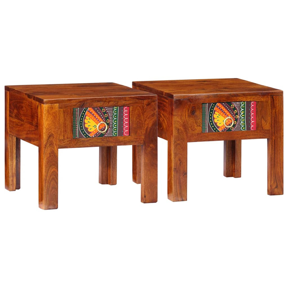 Tables de chevet 2 pcs 40x40x36 cm bois d'acacia massif
