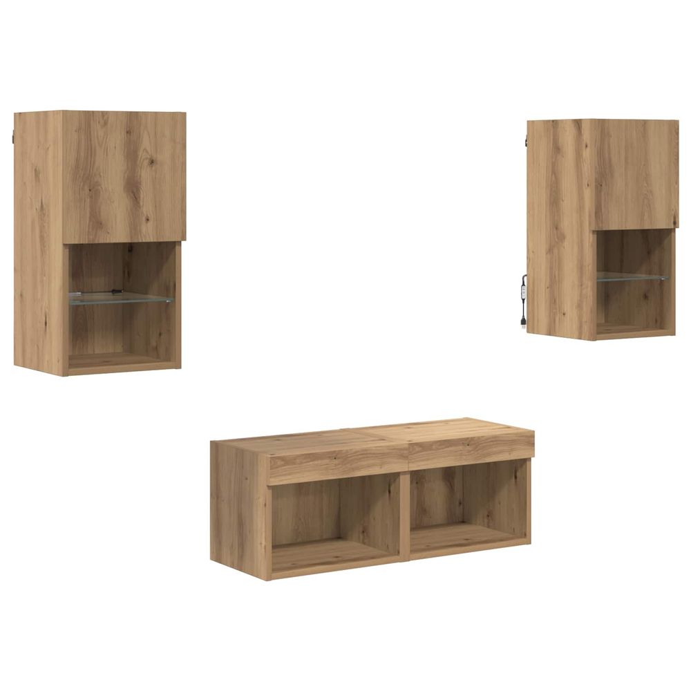 Meubles tv muraux 4 pc chêne artisanal bois d'ingénierie