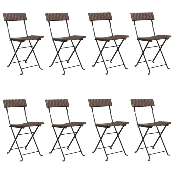 Chaises de bistrot pliantes lot de 8 résine tressée et acier