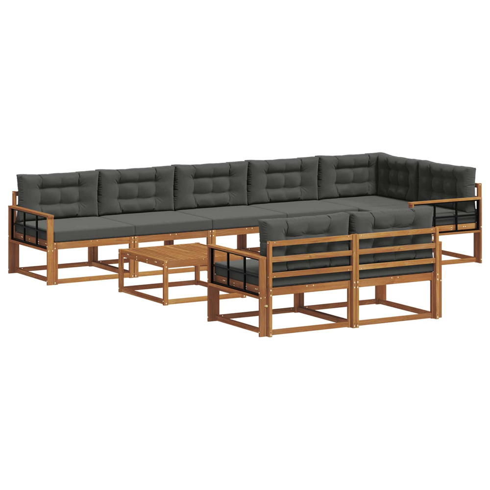 Ensemble de canapés d'extérieur 9 pcs naturel et anthracite