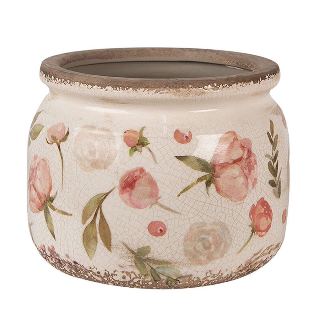 Pot de fleurs intérieur céramique beige rose 15x20x20cm