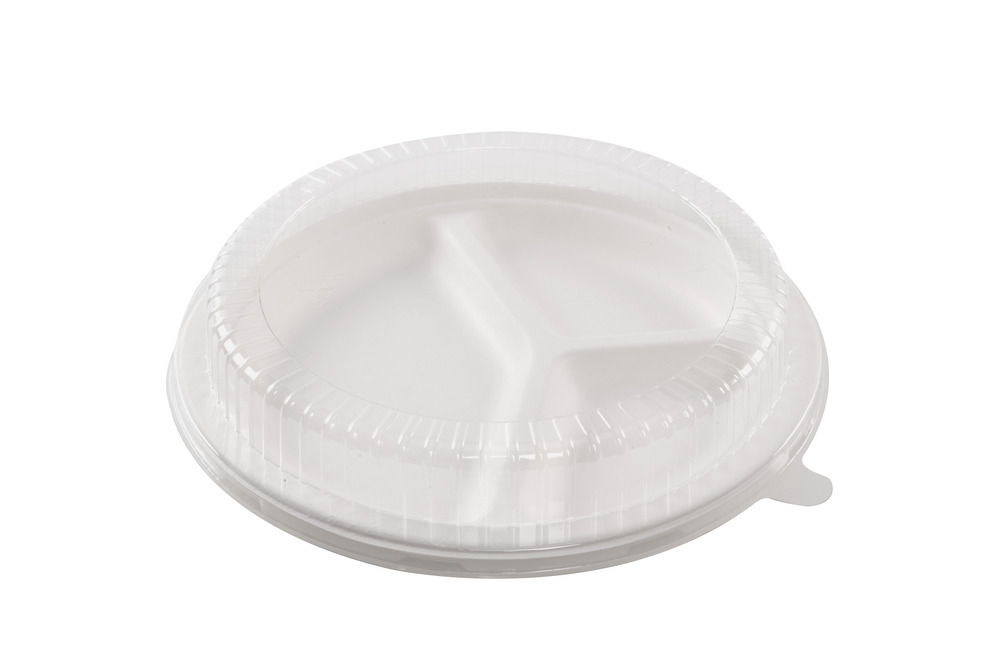 Couvercle en pet pour assiette ronde à 3 compartiments ø 26 cm - 200 unités - betik