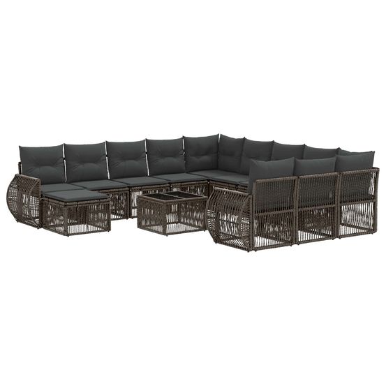 Ensemble de canapé de jardin 13 pc gris polyrotin