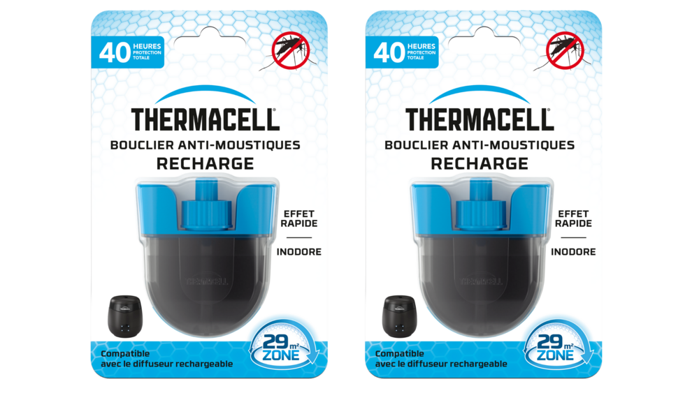 2 recharges liquide pour bouclier anti-moustiques et moustiques tigres - thermacell - 80 heures protection totale