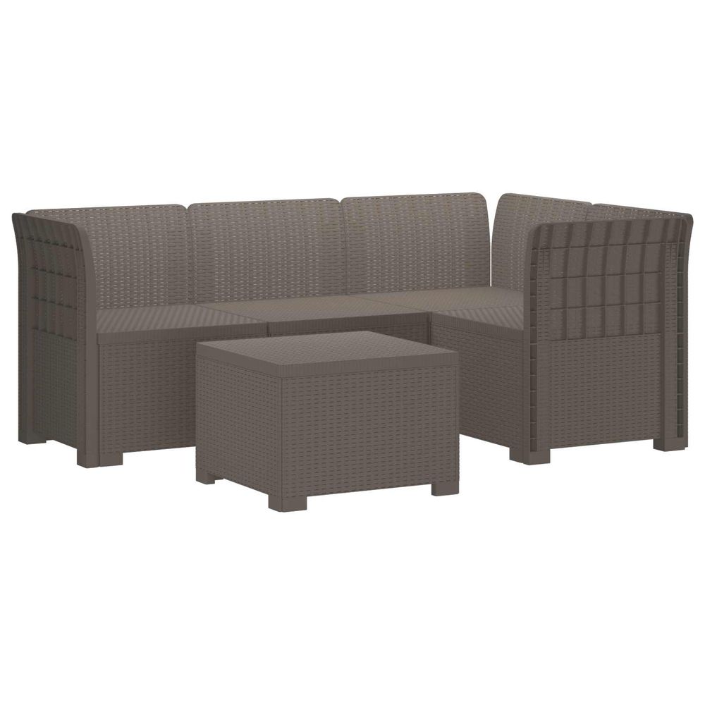 Canapé de jardin 4 places style rotin pp gris clair