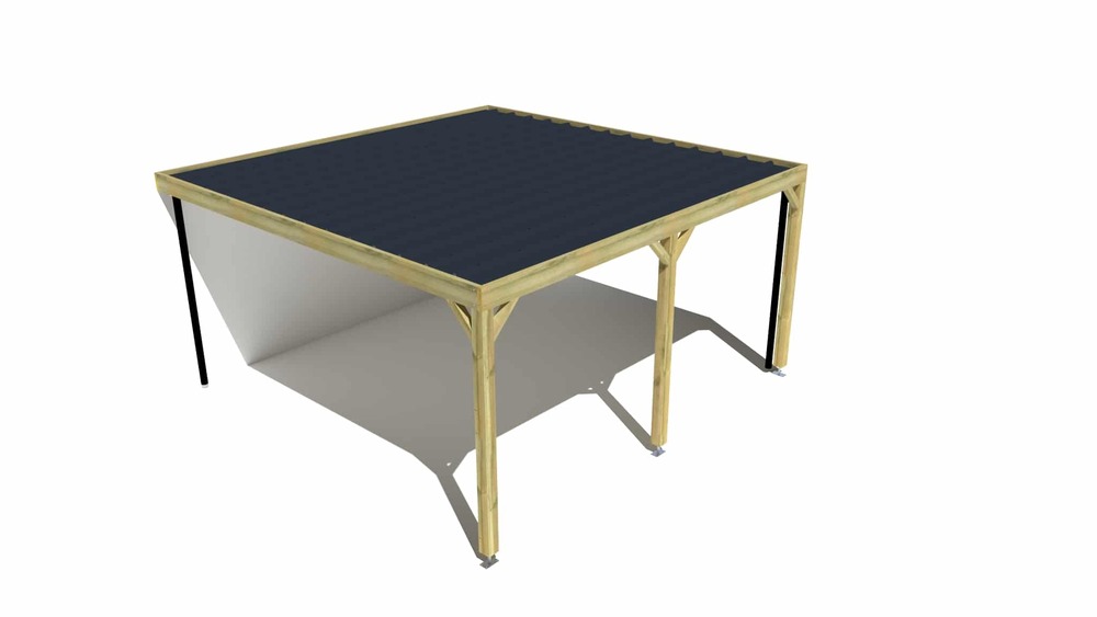 Carport bois • 5m x 5m • adossée • sens profondeur • livraison comprise