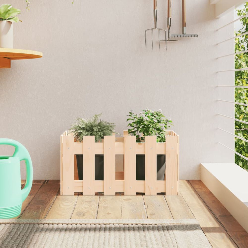 Jardinière en bois pin massif design clôture pour jardin balcon 60x30x30 cm