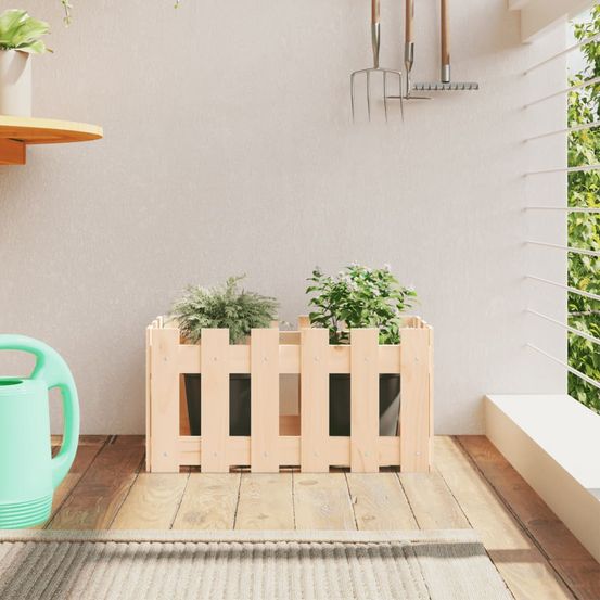 Jardinière en bois pin massif design clôture pour jardin balcon 60x30x30 cm