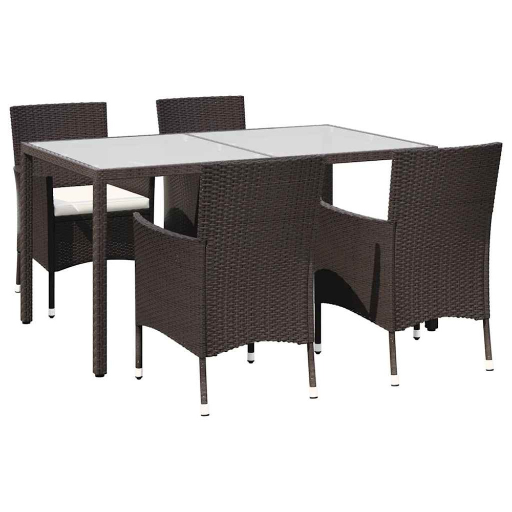 Ensemble à manger d'extérieur 5pcs avec coussins résine tressée