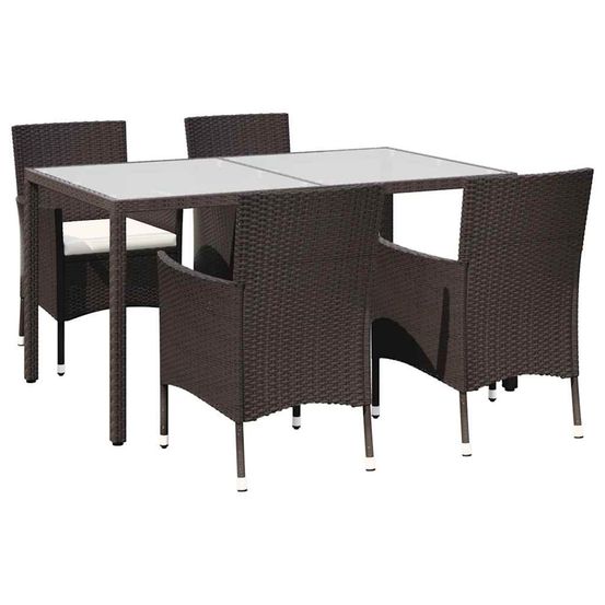 Ensemble à manger d'extérieur 5pcs avec coussins résine tressée