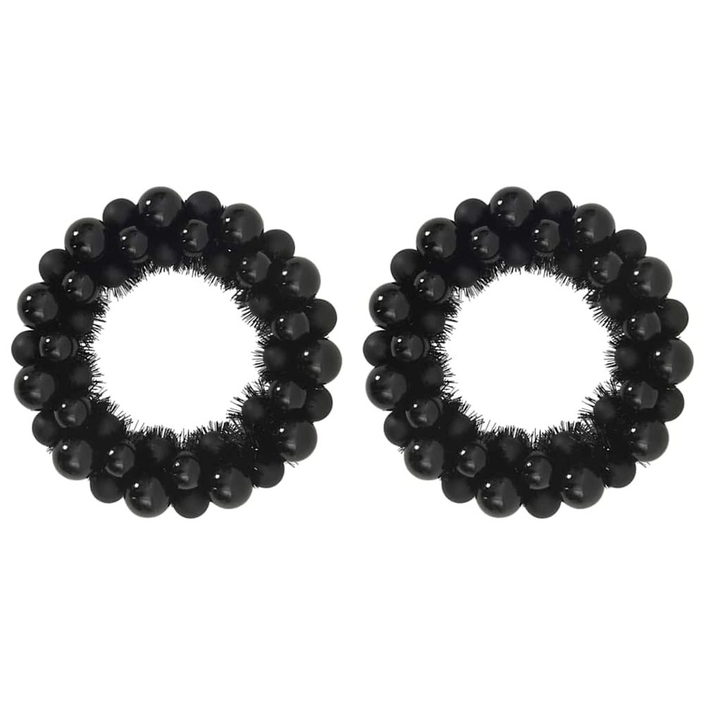 Couronnes de boules de noël 2 pc noir 33 x 33 x 7 cm