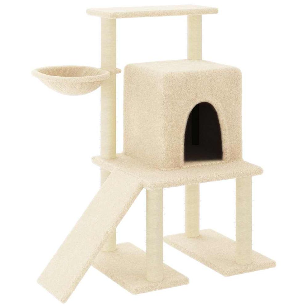 Arbre à chat avec griffoirs en sisal crème 96,5 cm