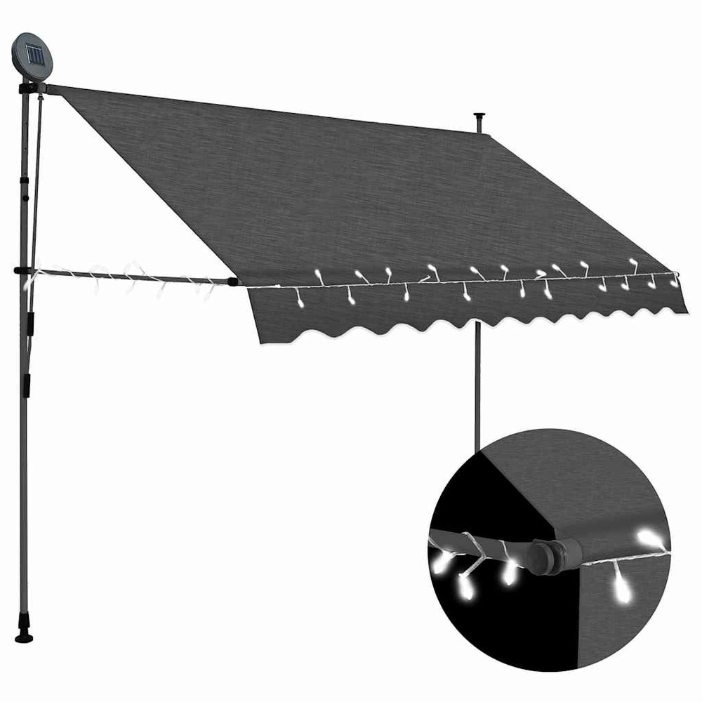 Auvent manuel rétractable avec led 250 cm anthracite