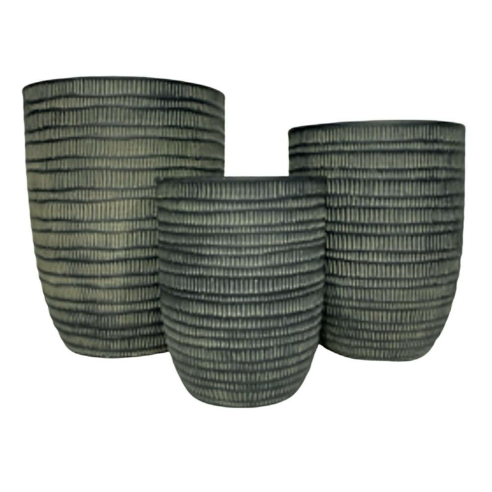 3 cache-pots grandes tailles plante extérieur béton gris 33-42-50cm