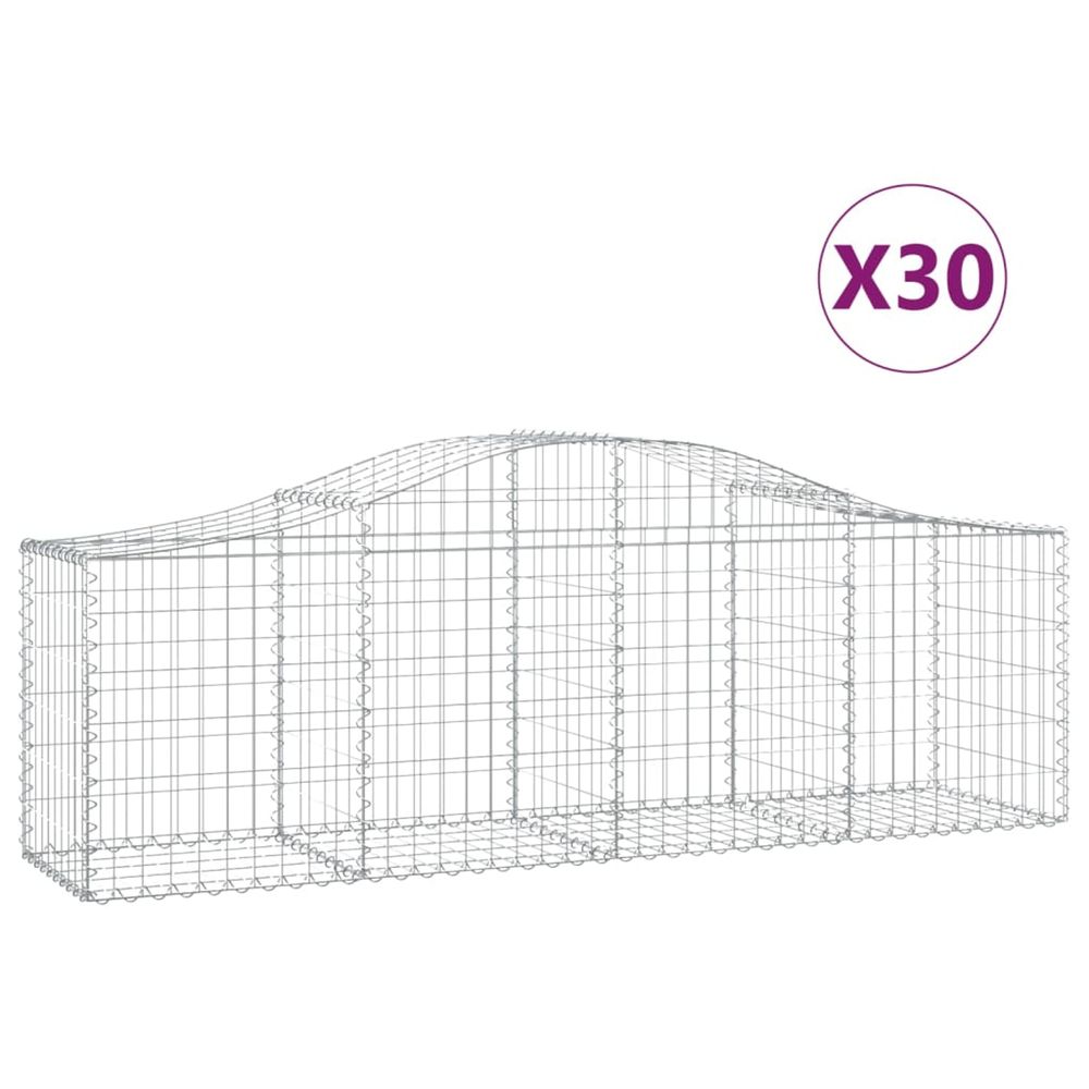 Paniers à gabions arqués 30 pcs 200x50x60/80 cm fer galvanisé