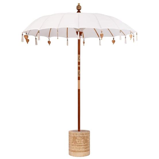 Parasol balinais avec base crème et naturel 190 x 190 x 250 cm