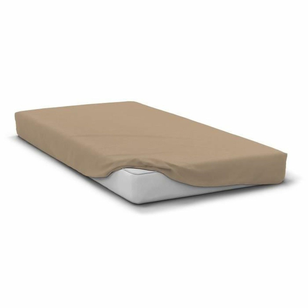 Drap housse microfibre 82 g - 90 x 190 cm - bonnet 30 cm - beige
