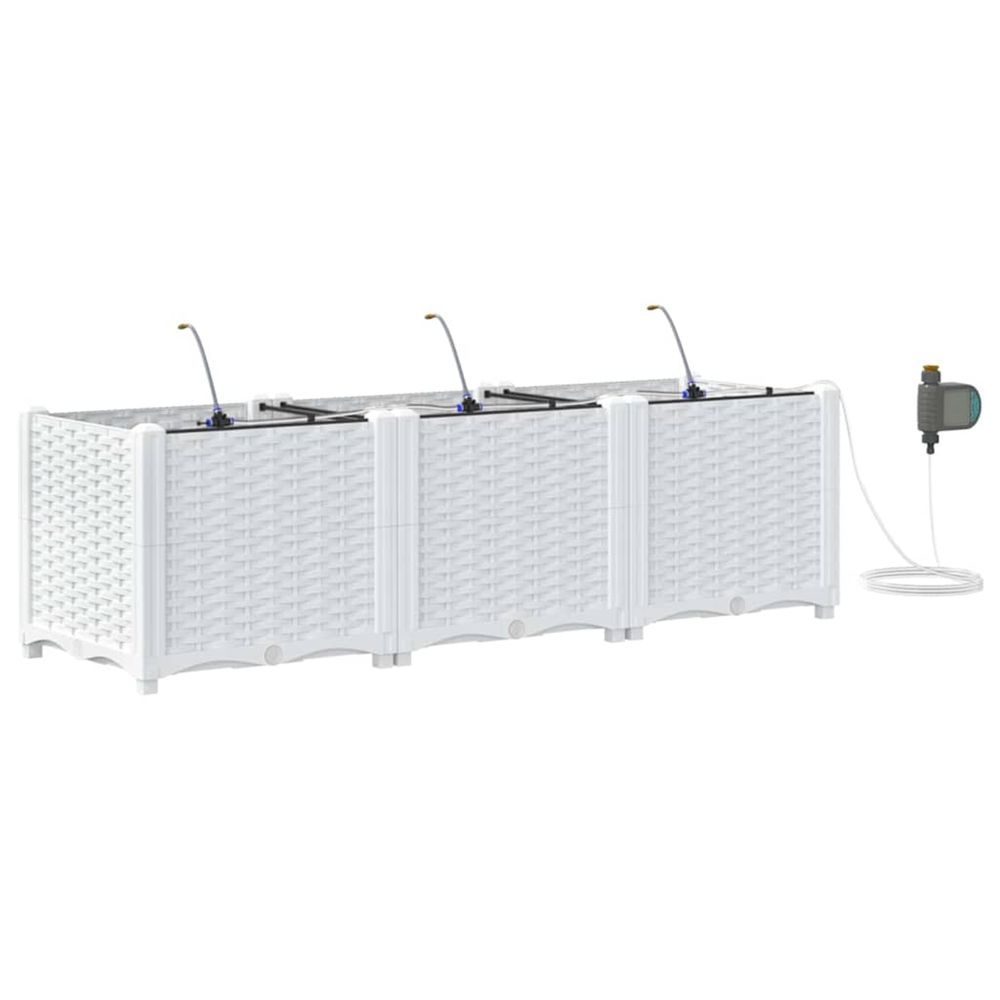 Cache-pot de jardin 3 pc blanc 120 x 40 x 37,5 cm pp