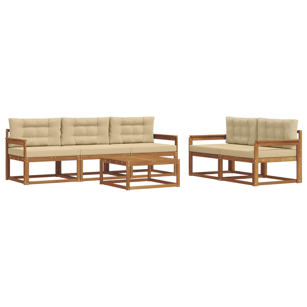 Ensemble de canapés d'extérieur 6 pcs naturel et beige