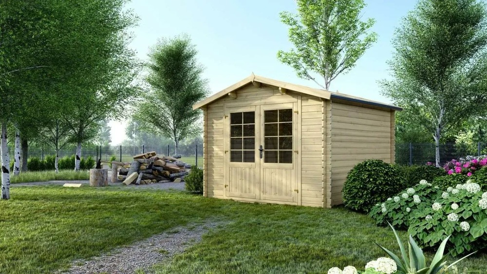 Abri de jardin en bois - 9m2 - 3x3m - ep. 28mm - couleur: naturel - dom530 - altanka
