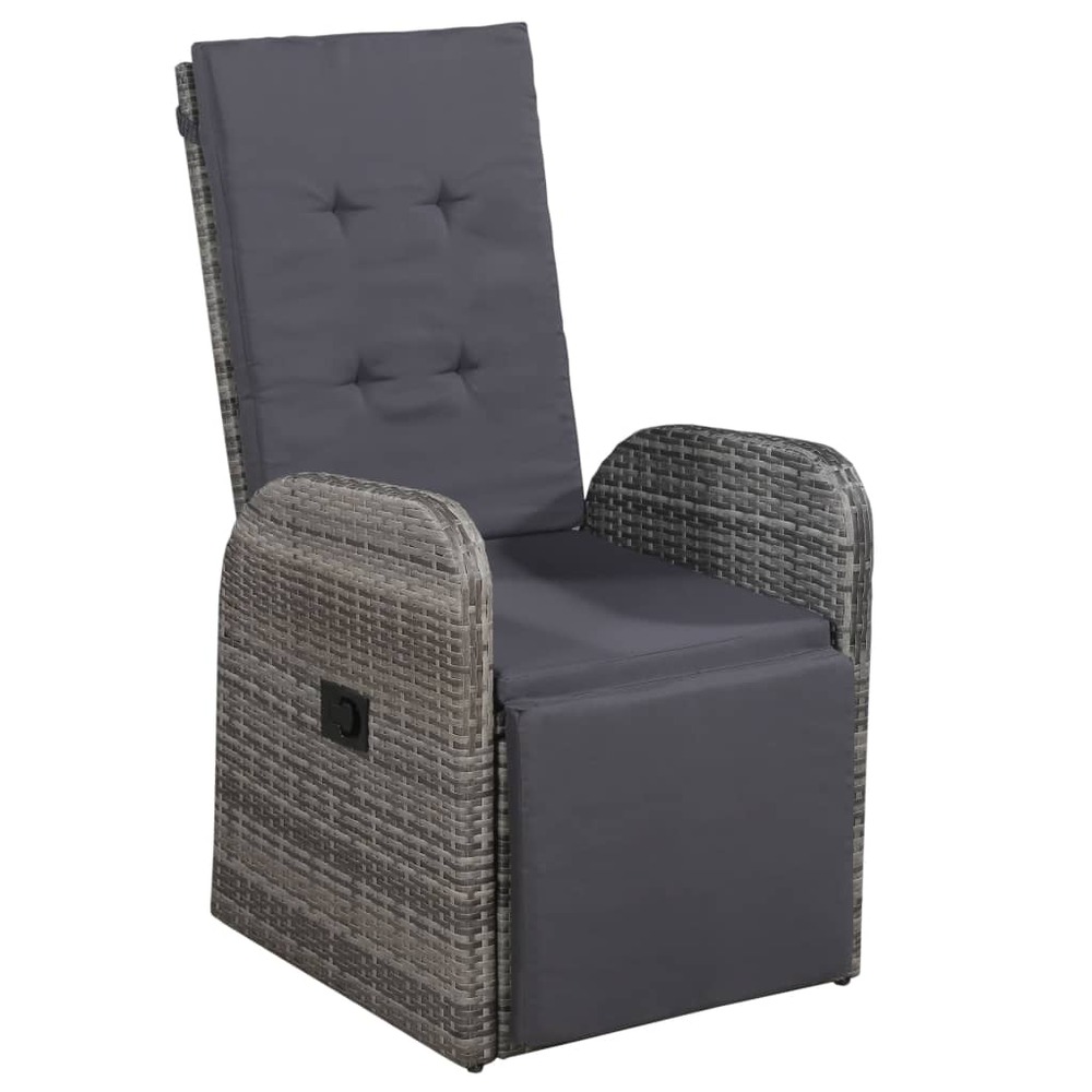Ensemble de bistro 3 pcs avec coussins résine tressée gris