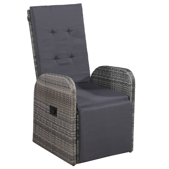 Ensemble de bistro 3 pcs avec coussins résine tressée gris