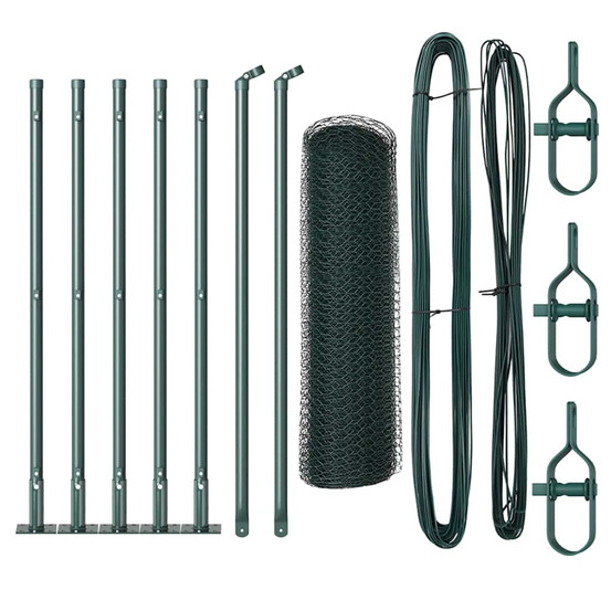 Clôture avec poteaux vert 0.4 x 10 m acier recouvert de pvc