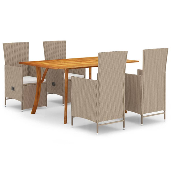 Ensemble à manger de jardin 5 pcs beige
