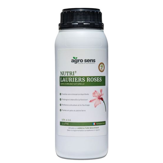 Nutri lauriers roses - engrais liquide pour lauriers roses et bougainvilliers - 1 litre (500 litres de préparation)