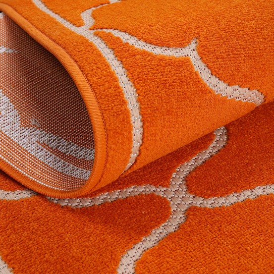 Tapis rond d'extérieur ø200cm tissé kilim orange kuma