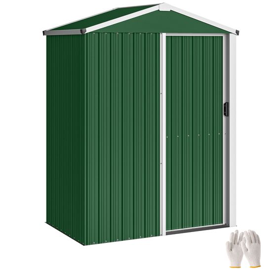 Petit abri de jardin acier extérieur porte coulissante 136x87 cm vert - comfortxl outdoor living