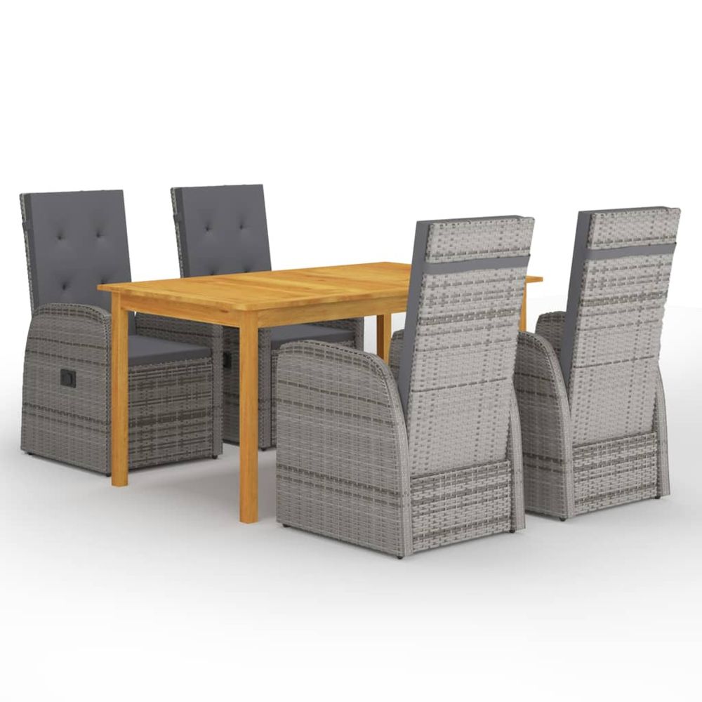 Ensemble à manger de jardin 5 pcs gris