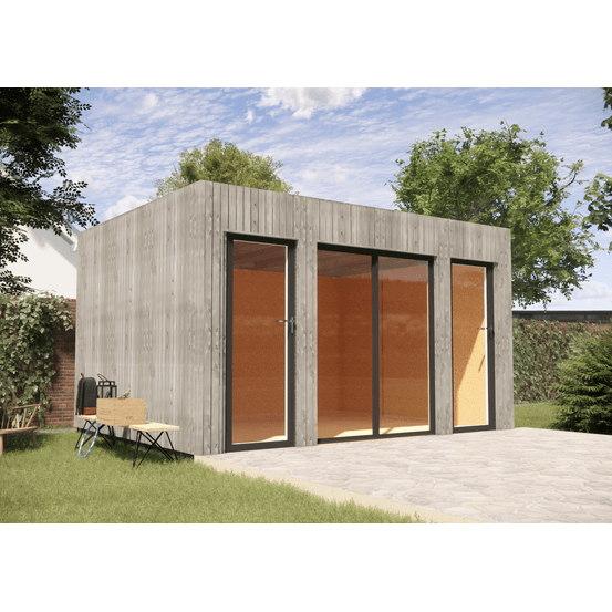 Bureau de jardin 4 saisons en bois 4,4 x 3,5 x 2,7 m / isolation re2020
