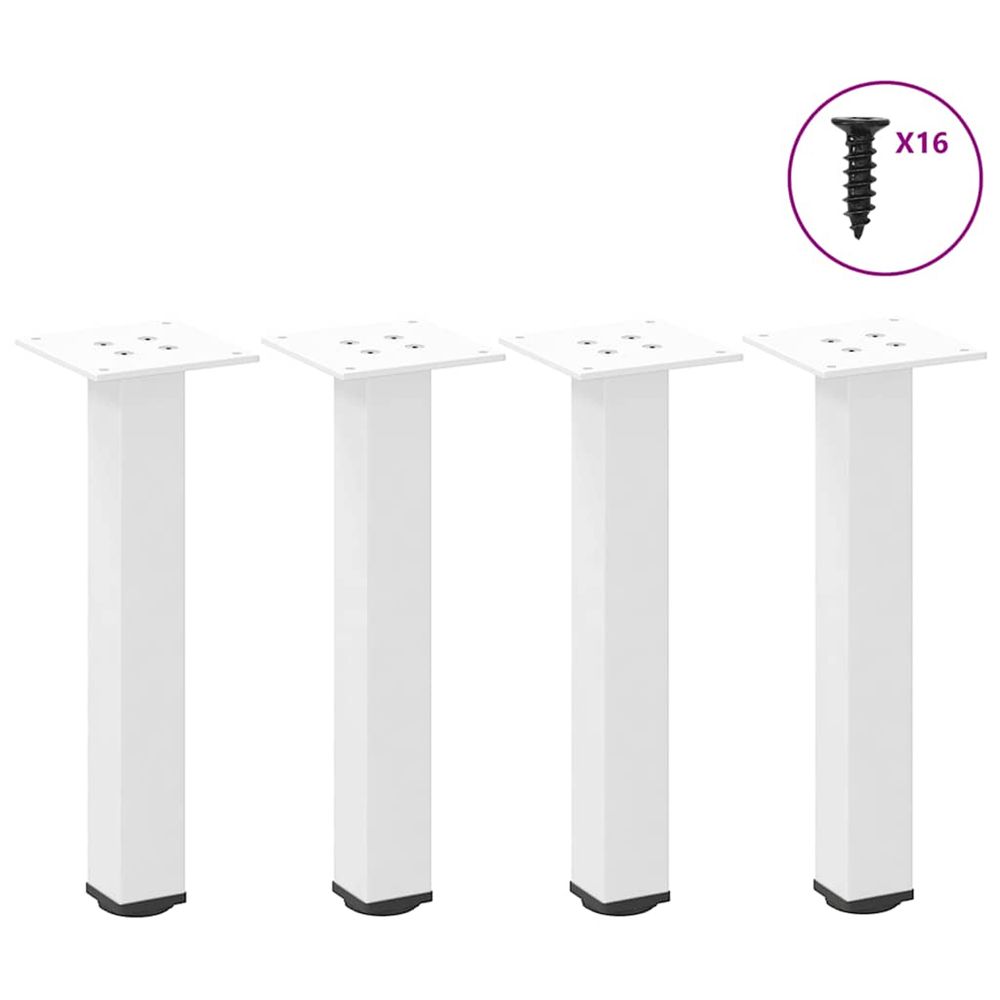 Pieds de table basse 4 pièces blanc 30-32 cm acier