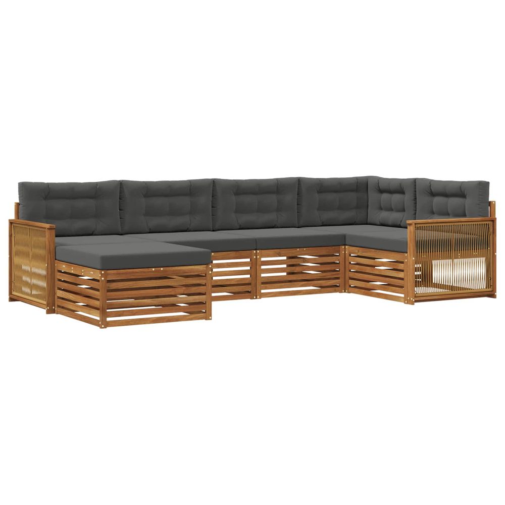 Ensemble de canapés d'extérieur 6 pc naturel et anthracite