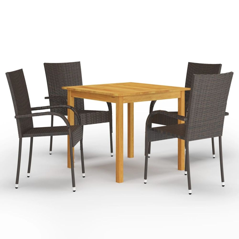 Ensemble à manger de jardin 5 pcs marron